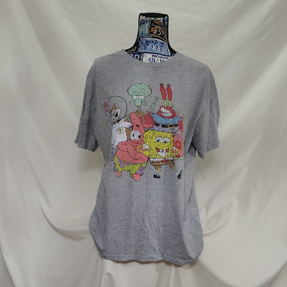 Nickelodeon Gray Tee with Vibrant Characters